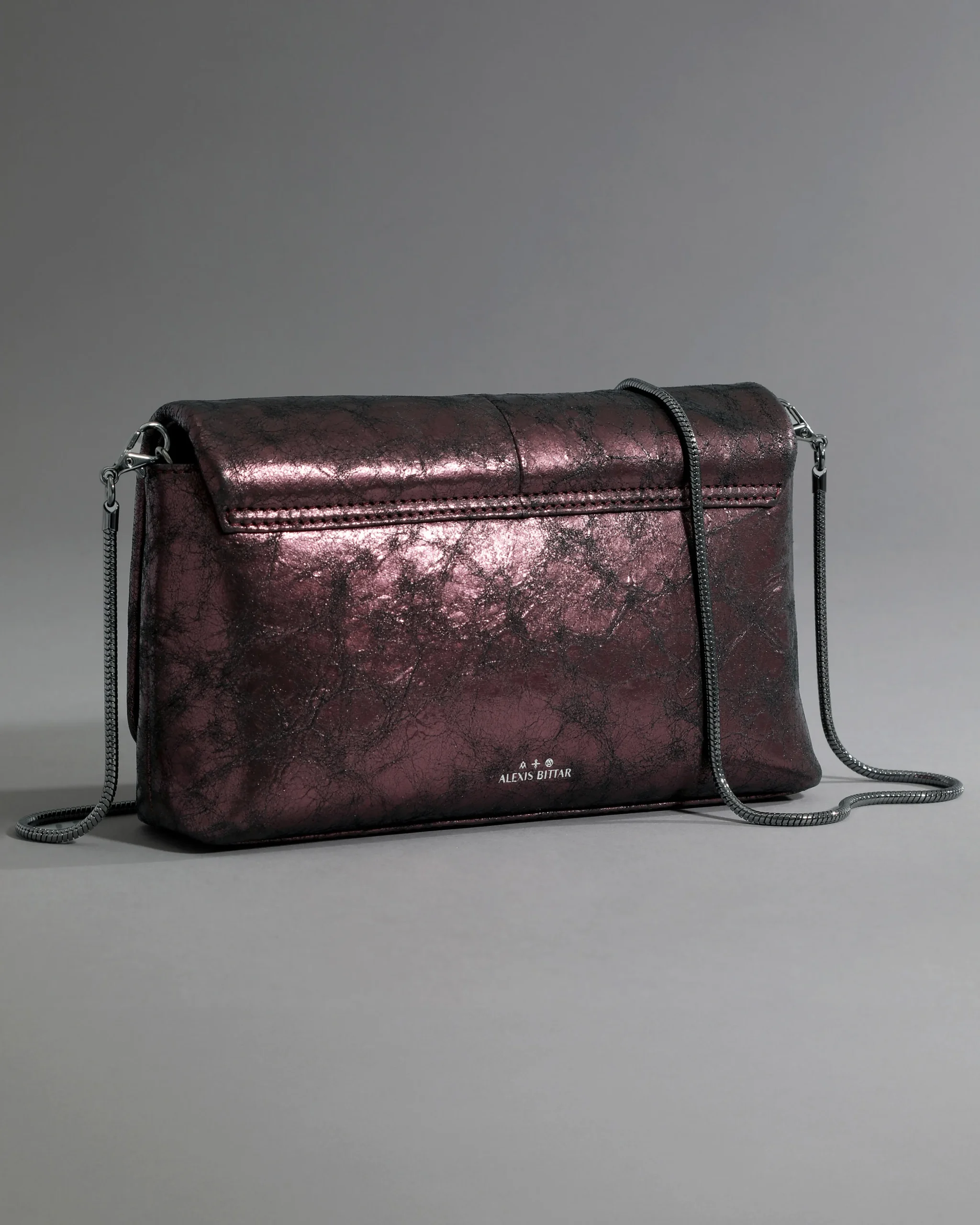 Ruched Crystal Crossbody Bag- Dark Plum