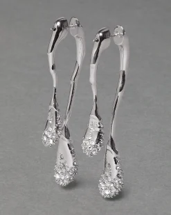 Solanales Crystal Front Back Double Drop Earring - Silver
