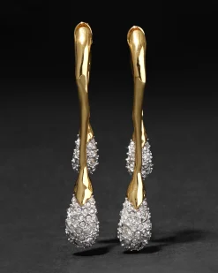 Solanales Crystal Front Back Double Drop Earring- Gold