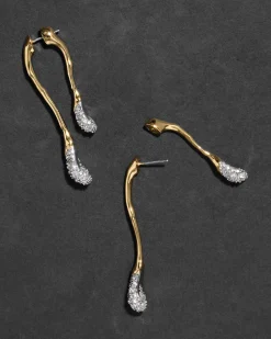 Solanales Crystal Front Back Double Drop Earring- Gold