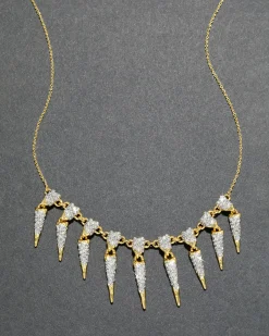 Solanales Crystal Spear Fringe Necklace