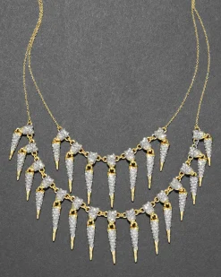 Solanales Crystal Spear Layered Fringe Necklace