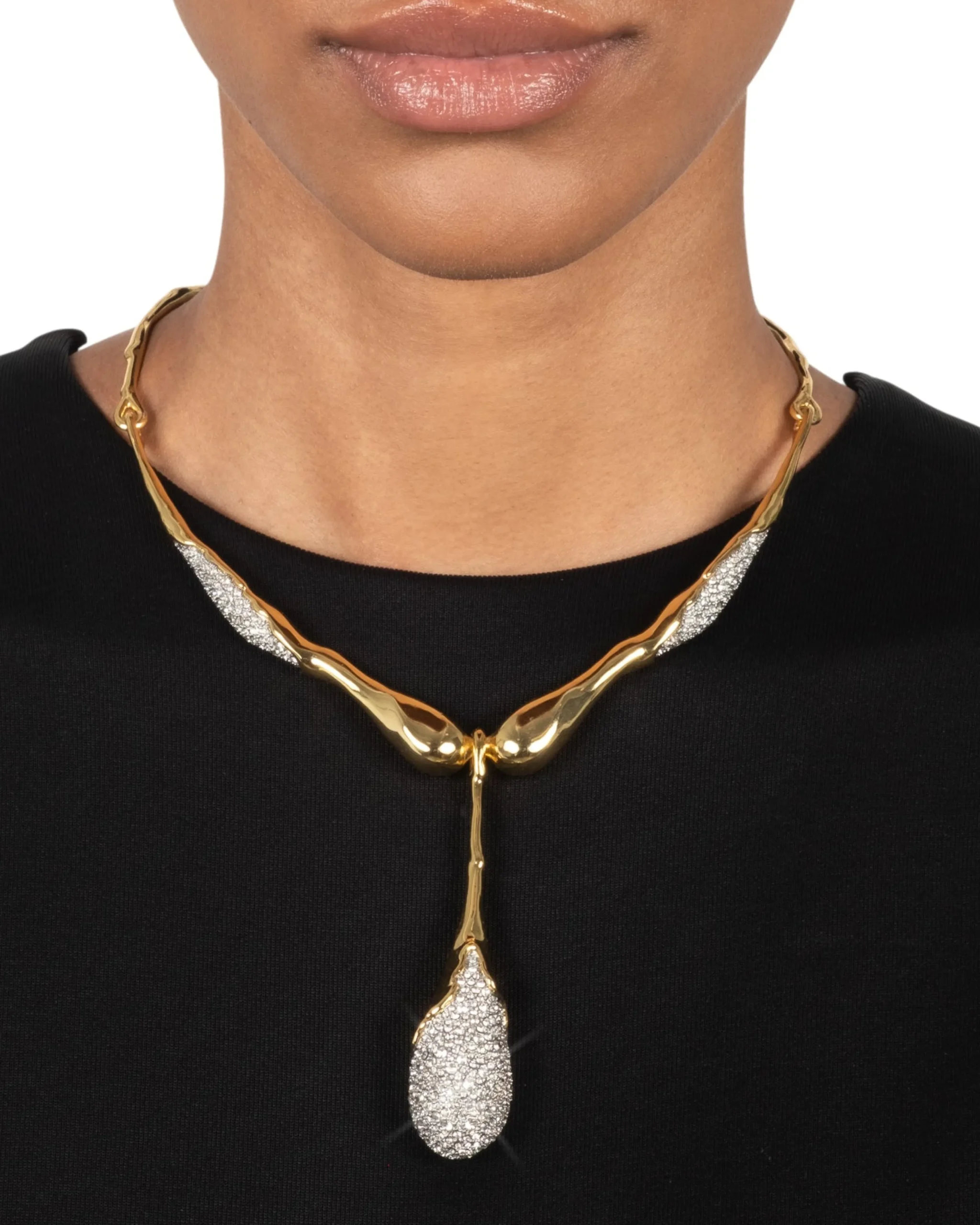 Solanales Crystal Teardrop Collar Necklace