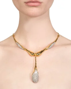 Solanales Crystal Teardrop Collar Necklace