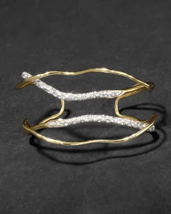 Solanales Gold Crystal Intertwined Cuff Bracelet
