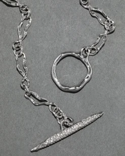 Solanales Silver Crystal Toggle Necklace
