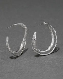 Solanales Silver Crystal Twist Hoop Earring