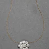 Sterling Silver & 14k Gold Cut Luminous Crystal Cluster Flower Necklace