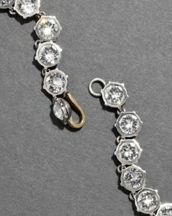 Sterling Silver & 14k Gold Cut Luminous Crystal Small Riviera Necklace