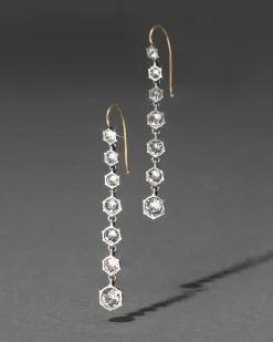 Sterling Silver & 14k Gold Graduated Cut Luminous Crystal Earrings