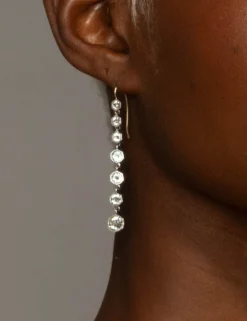 Sterling Silver & 14k Gold Graduated Cut Luminous Crystal Earrings
