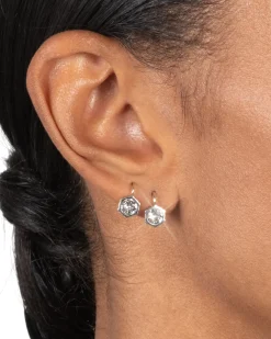Sterling Silver & 14k Gold Petite Cut Luminous Crystal Wire Earring