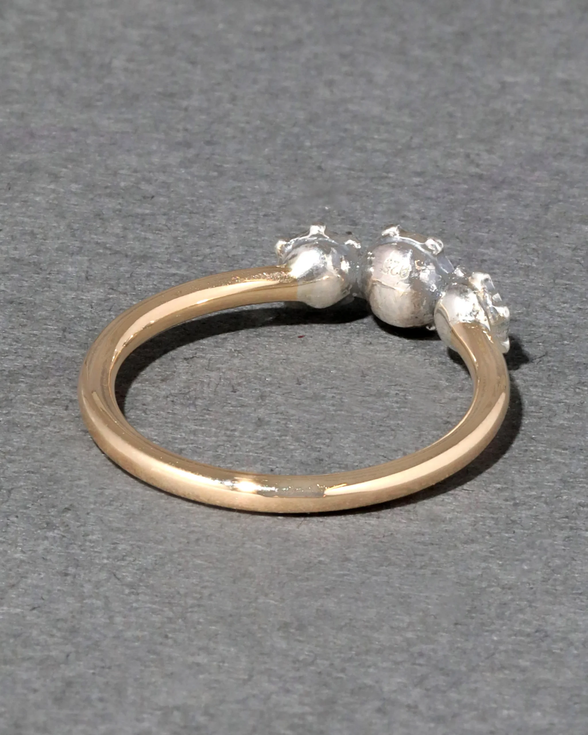 Sterling Silver & 14k Gold Triple Cut Luminous Crystal Ring