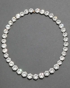 Sterling Silver Round Cut Luminous Crystal Riviera Necklace
