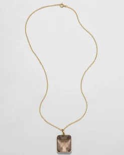 Vintage 1950s 14k Gold & Custom Cut Citrine Pendant Necklace