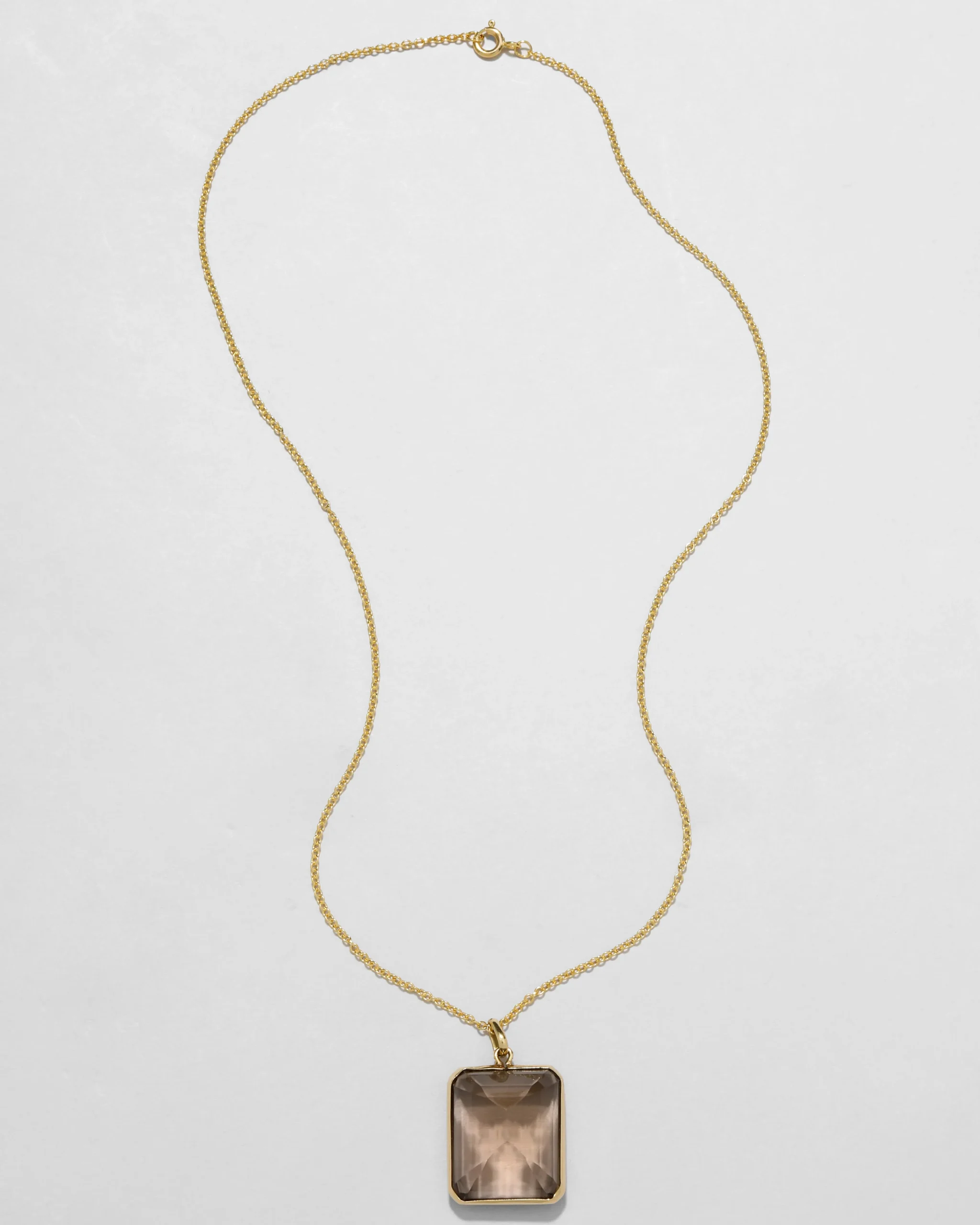 Vintage 1950s 14k Gold & Custom Cut Citrine Pendant Necklace