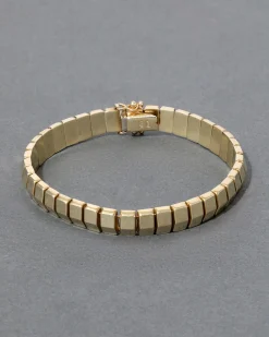 Vintage 1980s 14k Gold Italian Chiclet Bracelet