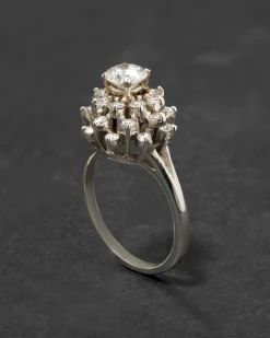 Vintage 1950s 18k White Gold Diamond Ring