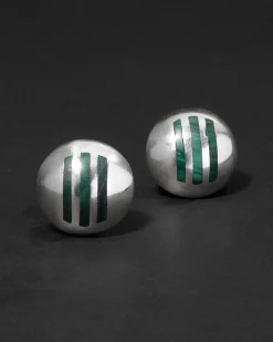 Vintage 1960s Sterling Silver & Malachite American Post Earring